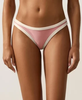 Braguitas de bikini de cobertura media con corte en U y ribete en contraste