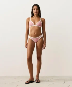 Braguitas de bikini de cobertura media con corte en U y ribete en contraste