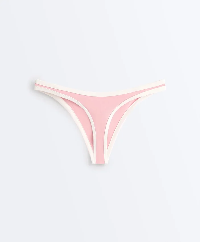 Braguitas de bikini de cobertura media con corte en U y ribete en contraste Braguitas de bikini de cobertura media con corte en U y ribete en contraste