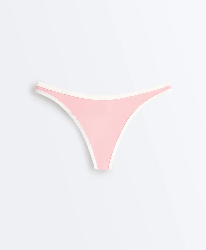 Braguitas de bikini de cobertura media con corte en U y ribete en contraste Braguitas de bikini de cobertura media con corte en U y ribete en contraste