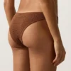 Braguitas de bikini de cobertura media con corte en U y tejido arrugado Braguitas de bikini de cobertura media con corte en U y tejido arrugado