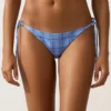 Braguitas de bikini de cobertura media con estampado de cuadros y lazos Braguitas de bikini de cobertura media con estampado de cuadros y lazos