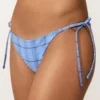 Braguitas de bikini de cobertura media con estampado de cuadros y lazos Braguitas de bikini de cobertura media con estampado de cuadros y lazos