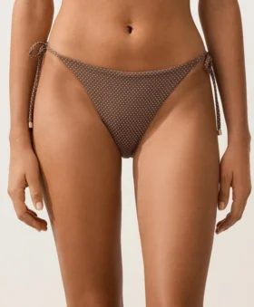 Braguitas de bikini de cobertura media con lazo y estampado de lunares pequeños