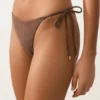 Braguitas de bikini de cobertura media con lazo y estampado de lunares pequeños