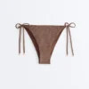 Braguitas de bikini de cobertura media con lazo y estampado de lunares pequeños