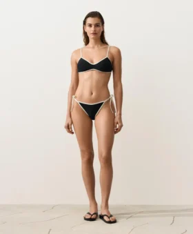 Braguitas de bikini de cobertura media con lazo y ribete en contraste