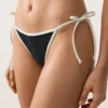 Braguitas de bikini de cobertura media con lazo y ribete en contraste Braguitas de bikini de cobertura media con lazo y ribete en contraste