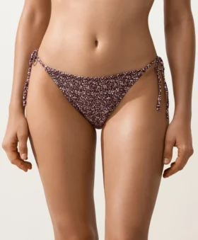 Braguitas de bikini de cobertura media con lazo y tejido fruncido