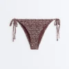 Braguitas de bikini de cobertura media con lazo y tejido fruncido Braguitas de bikini de cobertura media con lazo y tejido fruncido