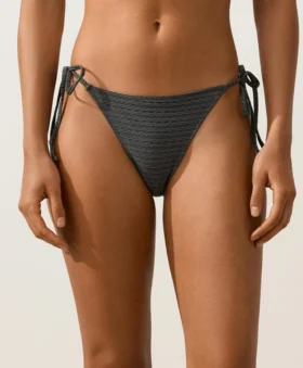 Braguitas de bikini de cobertura media con lazos en jacquard con efecto lavado