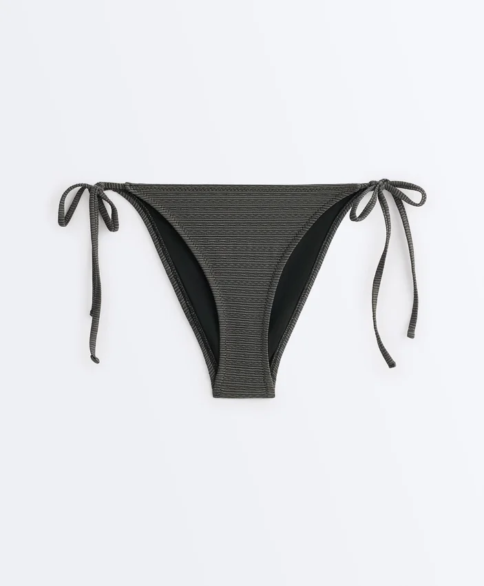 Braguitas de bikini de cobertura media con lazos en jacquard con efecto lavado Braguitas de bikini de cobertura media con lazos en jacquard con efecto lavado
