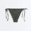 Braguitas de bikini de cobertura media con lazos en jacquard con efecto lavado Braguitas de bikini de cobertura media con lazos en jacquard con efecto lavado