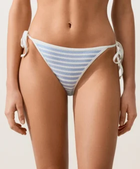 Braguitas de bikini de cobertura media con rayas texturizadas y lazos