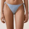 Braguitas de bikini de cobertura media con rayas texturizadas y lazos Braguitas de bikini de cobertura media con rayas texturizadas y lazos