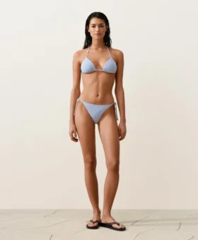 Braguitas de bikini de cobertura media con rayas texturizadas y lazos