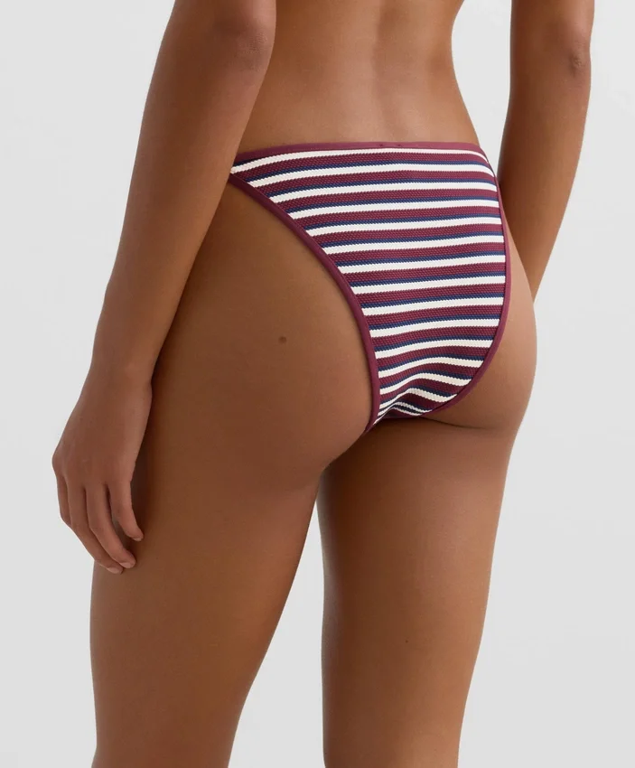 Braguitas de bikini de cobertura media con rayas texturizadas y lazos Braguitas de bikini de cobertura media con rayas texturizadas y lazos