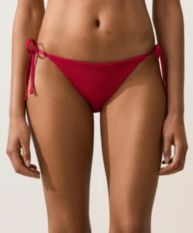 Braguitas de bikini de cobertura media con tejido tipo gofre y lazos