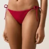 Braguitas de bikini de cobertura media con tejido tipo gofre y lazos Braguitas de bikini de cobertura media con tejido tipo gofre y lazos