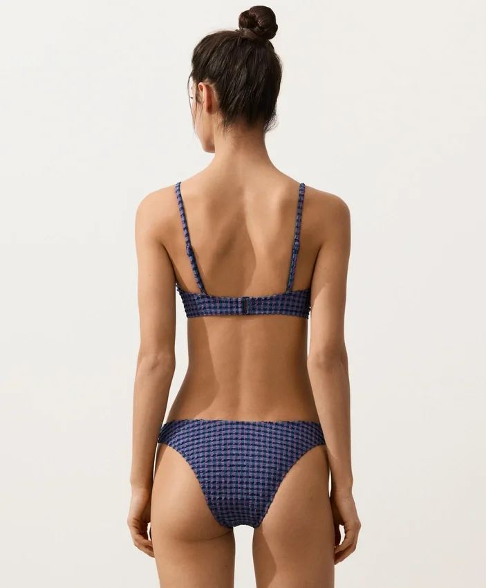 Braguitas de bikini de corte en U y cobertura media con estampado de cuadros vichy Braguitas de bikini de corte en U y cobertura media con estampado de cuadros vichy