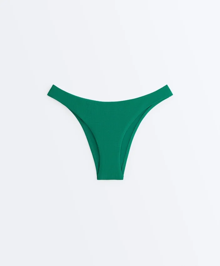 Braguitas de bikini de corte en U y cobertura media de piqué Braguitas de bikini de corte en U y cobertura media de piqué