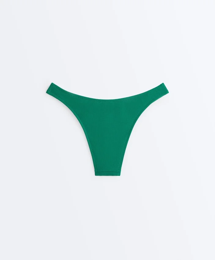 Braguitas de bikini de corte en U y cobertura media de piqué Braguitas de bikini de corte en U y cobertura media de piqué