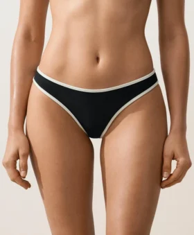 Braguitas de bikini tipo tanga con corte en U y ribete en contraste