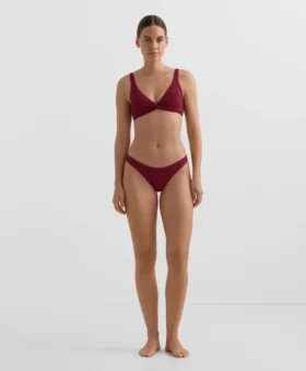 Braguitas de bikinis brasileñas con corte en U y jacquard de cuadros pequeños