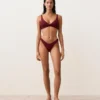 Braguitas de bikinis brasileñas con corte en U y jacquard de cuadros pequeños Braguitas de bikinis brasileñas con corte en U y jacquard de cuadros pequeños