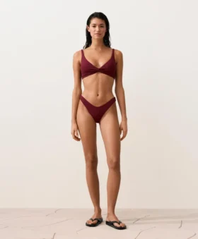 Braguitas de bikinis brasileñas con corte en U y jacquard de cuadros pequeños