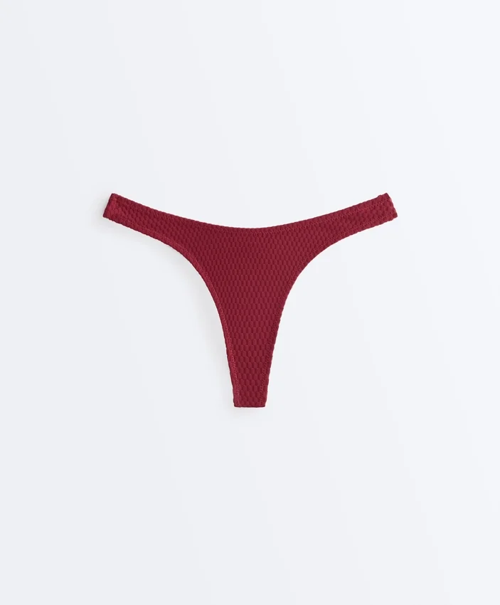 Braguitas de bikinis brasileñas con corte en U y jacquard de cuadros pequeños Braguitas de bikinis brasileñas con corte en U y jacquard de cuadros pequeños
