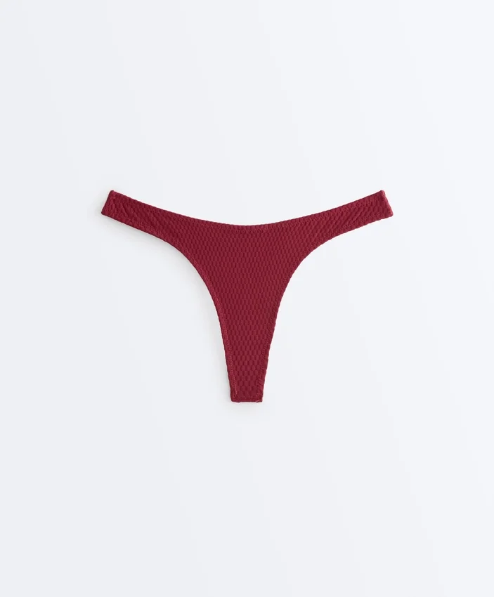 Braguitas de bikinis brasileñas con corte en U y jacquard de cuadros pequeños Braguitas de bikinis brasileñas con corte en U y jacquard de cuadros pequeños