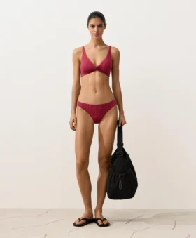 Top de bikini halter de jacquard geométrico