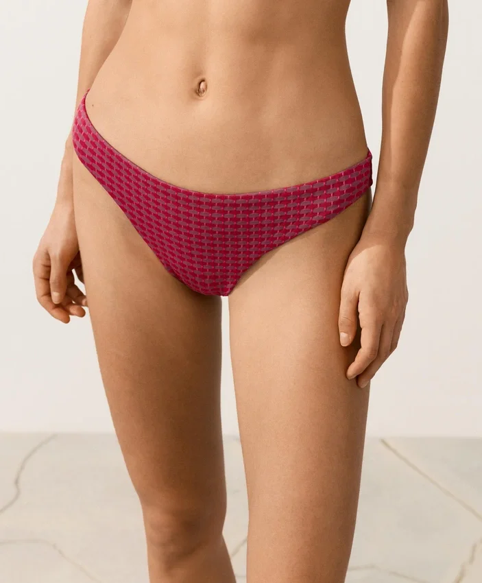 Braguitas de bikinis clásicas de jacquard geométrico Braguitas de bikinis clásicas de jacquard geométrico
