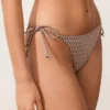 Braguitas de bikinis de cobertura media con estampado mini de hilo metálico y lazos Braguitas de bikinis de cobertura media con estampado mini de hilo metálico y lazos