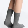 Calcetines clásicos de mezcla de seda con diseño acanalado