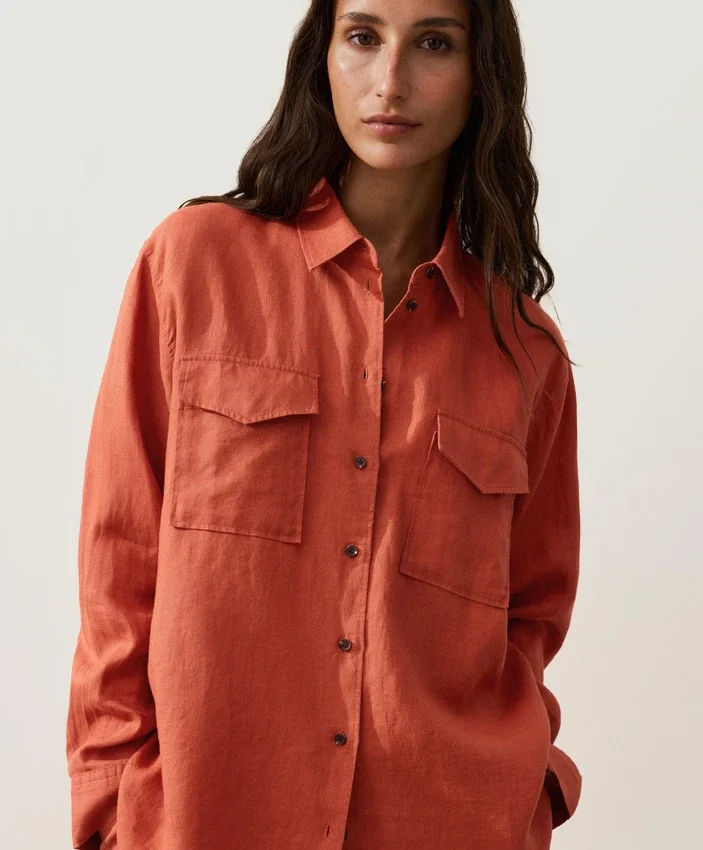 Camisas 100 % lino con bolsillos Camisas 100 % lino con bolsillos