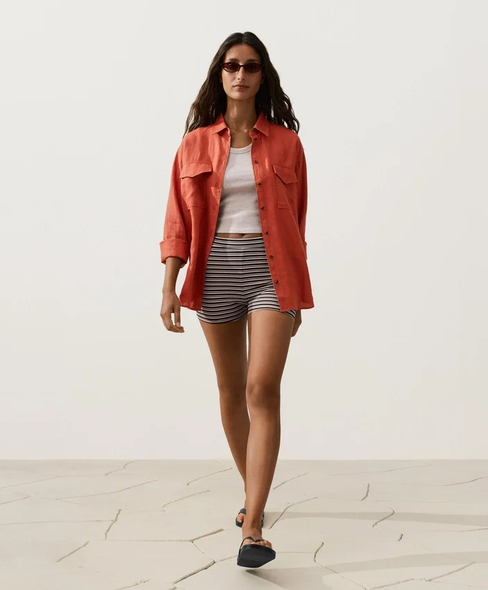 Camisas 100 % lino con bolsillos Camisas 100 % lino con bolsillos