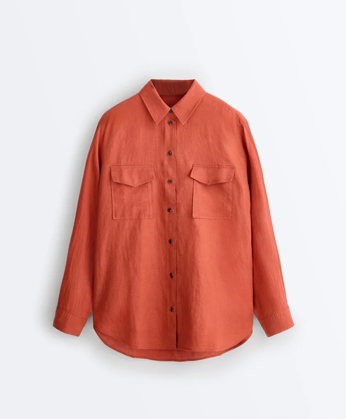 Camisas 100 % lino con bolsillos Camisas 100 % lino con bolsillos