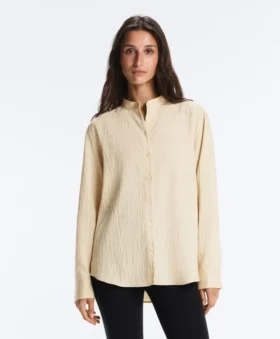 Camisas a rayas de mezcla de modal con cuello alto Camisas a rayas de mezcla de modal con cuello alto