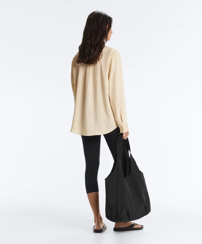 Camisas a rayas de mezcla de modal con cuello alto Camisas a rayas de mezcla de modal con cuello alto
