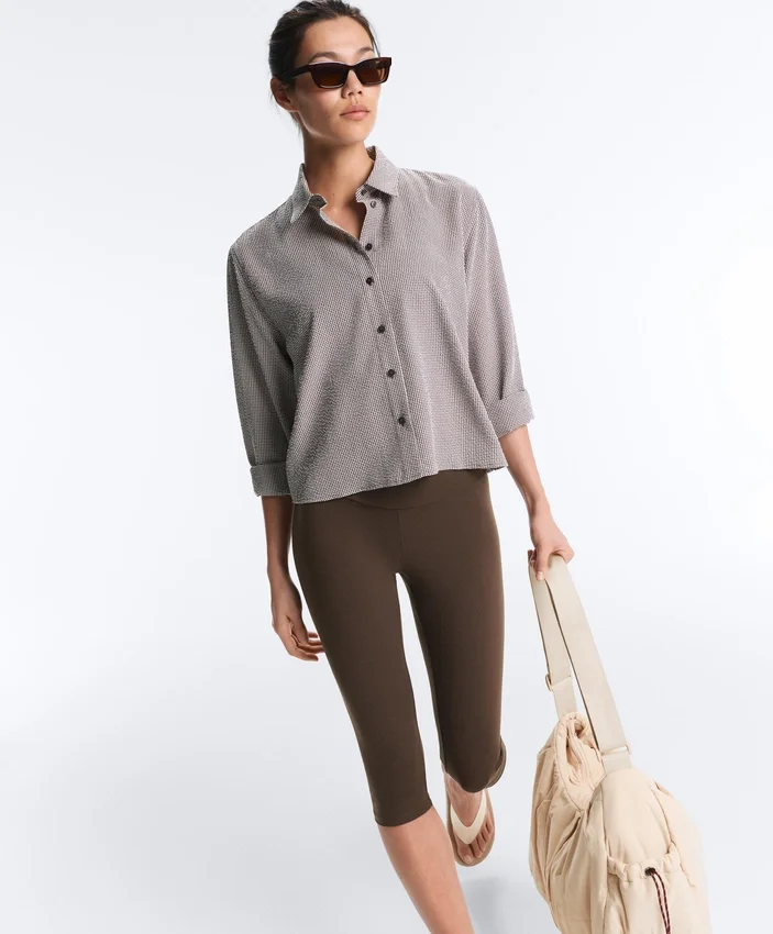 Camisas cortas de mezcla de lyocell con estampado de cuadros vichy Camisas cortas de mezcla de lyocell con estampado de cuadros vichy