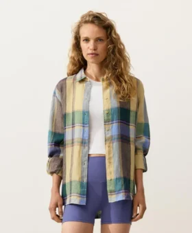 Camisas de cuadros de corte regular 100 % lino