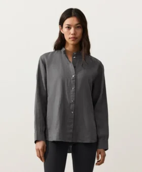 Camisas de cuello alto 100 % lino