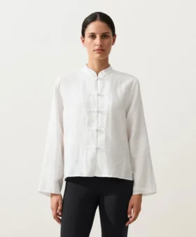 Camisas de cuello alto 100 % lino