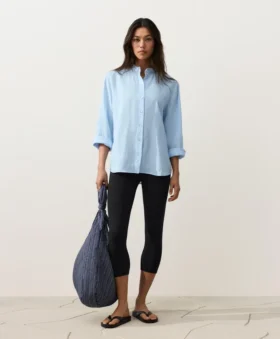 Camisas de cuello alto 100 % lino