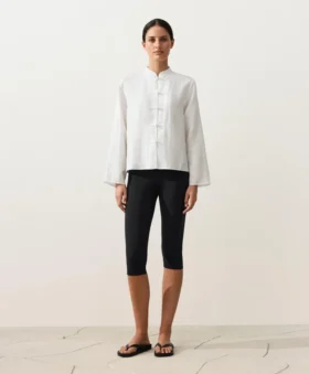 Camisas de cuello alto 100 % lino