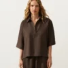 Camisas oversize de manga corta 100 % lino Camisas oversize de manga corta 100 % lino