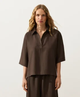 Camisas oversize de manga corta 100 % lino