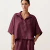 Camisas oversize de manga corta 100 % lino
